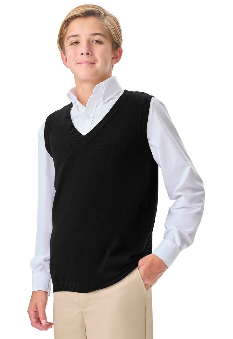 Classroom School Uniforms Men's Adult Unisex V-Neck Sweater Vest, Black, Large - Image 2